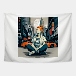 Meditating woman ukiyo e style Tapestry