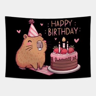 Capy Birthday Capybara Kawaii Tapestry