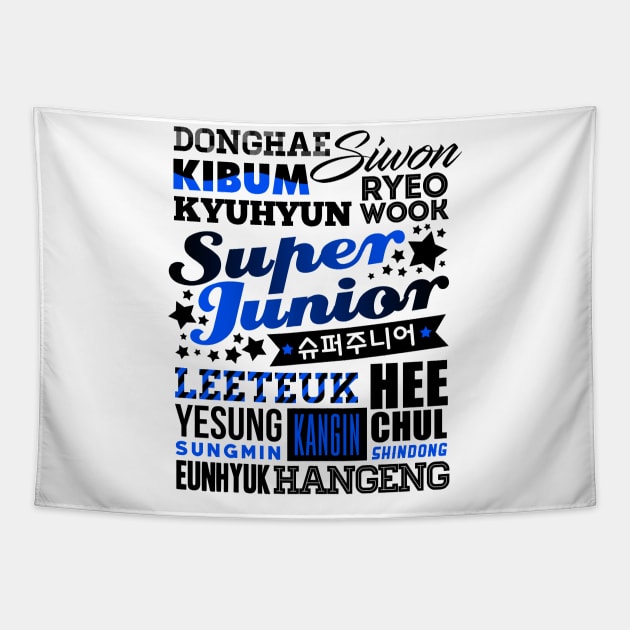 SUPER JUNIOR FONT COLLAGE Tapestry by skeletonvenus