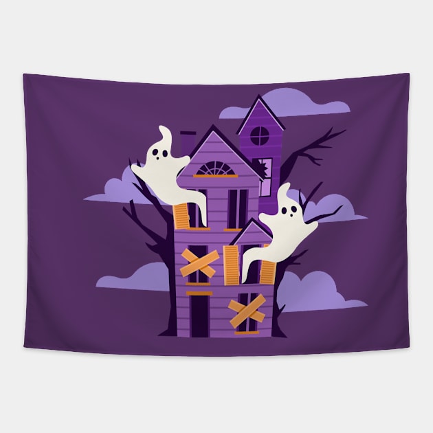 Scary House Tapestry by Mako Design 