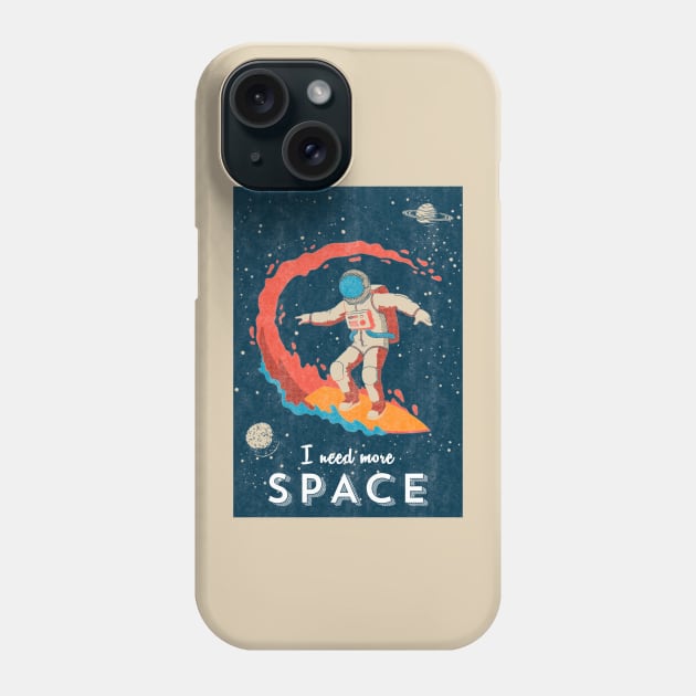 I need more space (Astronaut surfer/Space surfing) - Vintage space travel poster Phone Case by Synthwave1950