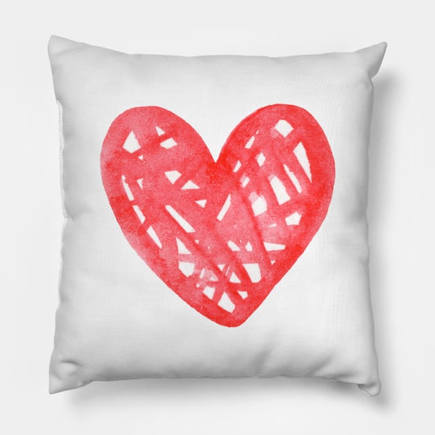 red watercolor heart Pillow by DreamLoudArt