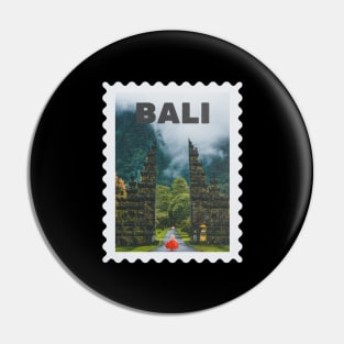 Bali Indonesia Postcard Stamp Design with Travel Photograph Pin