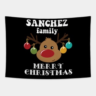 Family Christmas - Merry Christmas SANCHEZ family, Family Christmas Reindeer T-shirt, Pjama T-shirt Tapestry