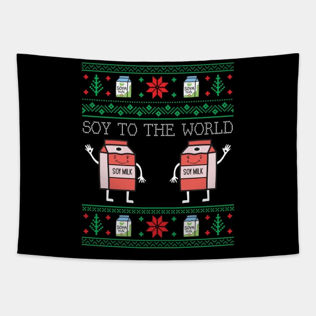 Funny Christmas Vegan Vegetarian Soy Milk Ugly Christmas Tapestry by mrsmitful01