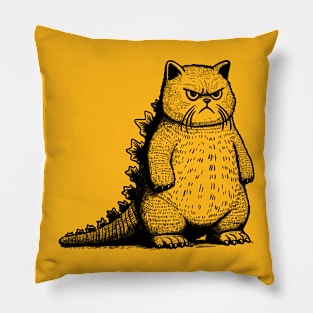 Catzilla (pocket print) Pillow