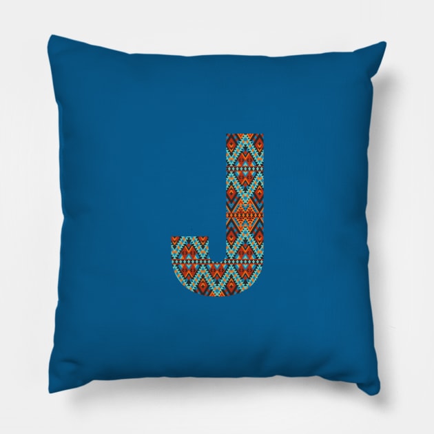 Letter J- boho design Pillow by RinaMosaics