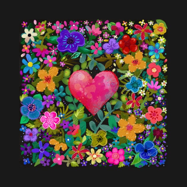 Boho Flowers and Heart by Cherie's Art(c)2021 by CheriesArt