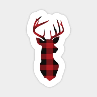 Red Plaid Christmas Deer Magnet