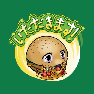 Kawaii Grease Beast (Green), cute anime chibi burger T-Shirt