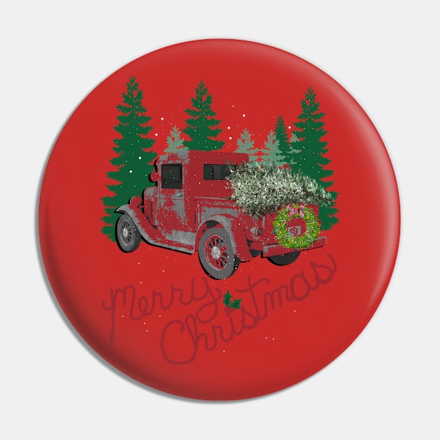 Christmas Red Truck Vintage Merry Christmas Gifts Pin by tamdevo1