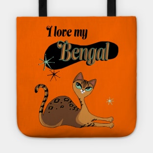 I Love My Bengal Cat Orange Pink Tote