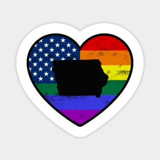 Iowa United States Gay Pride Flag Heart Magnet