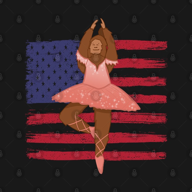 Bigfoot Sasquatch USA Flag ballet dance Gift Girl by qwertydesigns