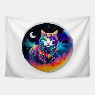 Cat in Space - A World of Dreams painting Tapestry