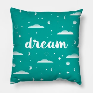 Dream, clouds, moons and stars pattern Pillow