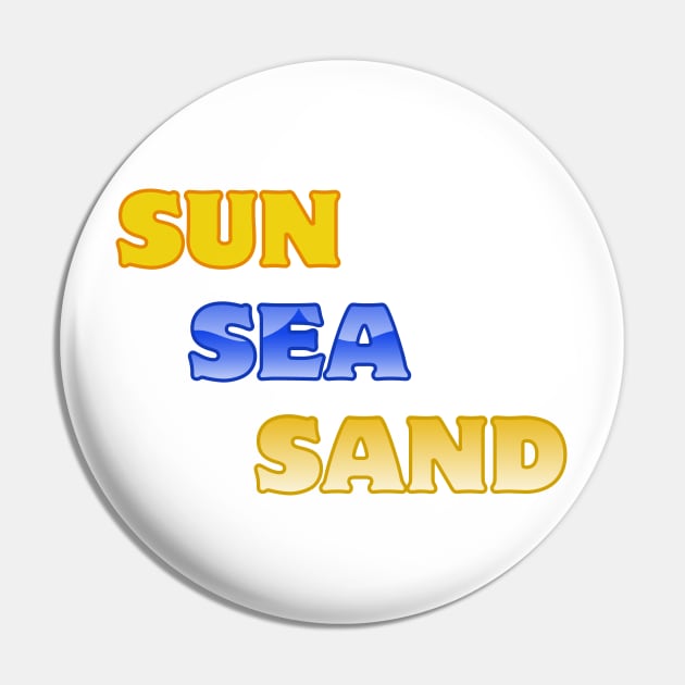 Sun Sea Sand Summer Beach Holiday Pin by jr7 original designs