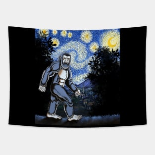 Bigfoot Van Gogh starry night Tapestry