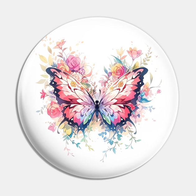 Floral Dreamscape: A Fantastical Butterfly Pin by Iron Creek