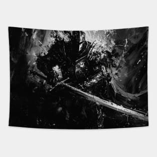 Monochrome Epic Knight Big Sword Black And White Tapestry