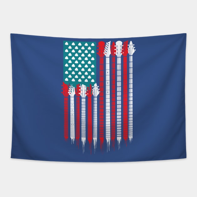 Patriotic Guitar American US Flag Rock Bass Electric Tapestry by ghsp