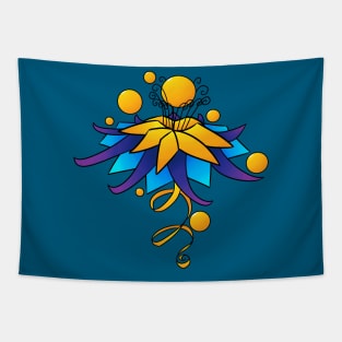 Exotic Flower with Gold, Purple and Blue Petals Tapestry