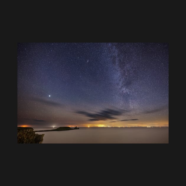Worms Head, Rhossili Bay at Night on Gower by dasantillo