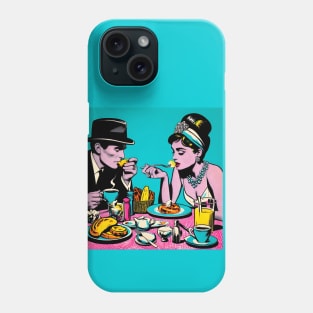 60s style retro breakfast with hard boiled detective and bejeweled socialite Phone Case