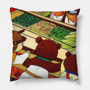 Japanese Teddy Bears Shopping Pillow