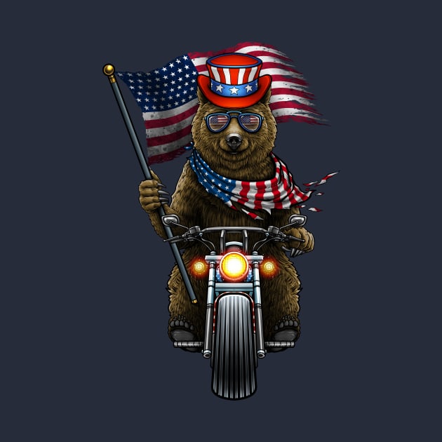 American flag  Bear motorcycle by LillyRise