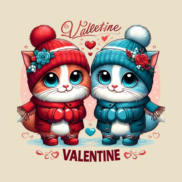 Adorable Couple Cats for Valentine's Day by HaMa-Cr0w