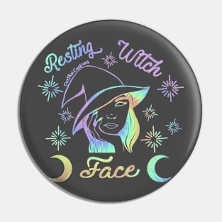 Resting Witch Face - Tie-dye Sherbert Pin