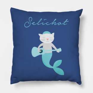 Guitar Cat Mermaid the Selichot Jewish Sacred Prayer Pillow