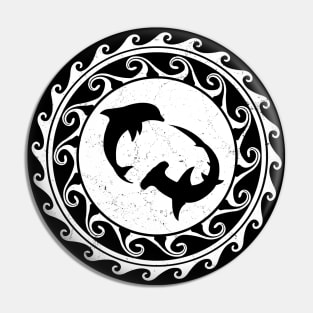 Hammerhead Shark and Dolphin on Polynesian Sun Pin