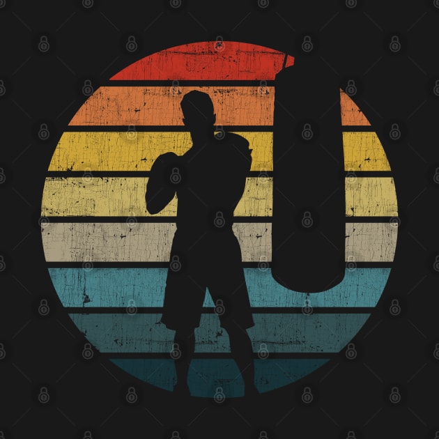 Boxing Silhouette On A Distressed Retro Sunset print by theodoros20