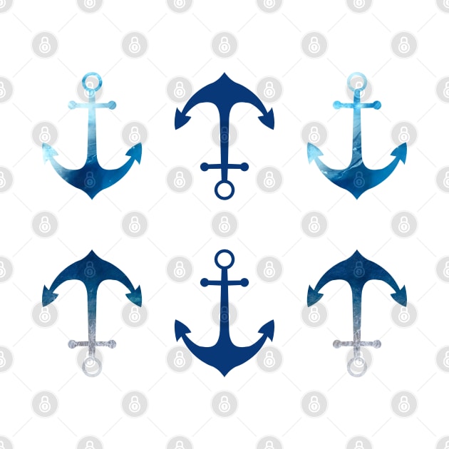 Blue Anchor Stickers Set by themadesigns