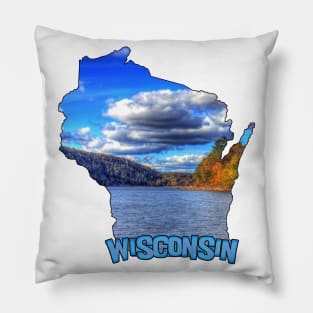 Wisconsin State Outline (Devil's Lake State Park) Pillow