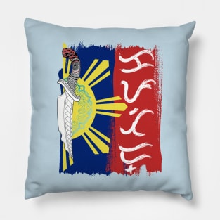 Philippine Flag / Tribal line Art Knife / Baybayin word Kapatid (Sibling) Pillow