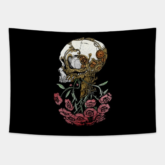 Skull Bloom Tapestry by Grumpinpumpkin