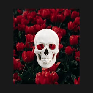 Crimson Bloom Skull T-Shirt