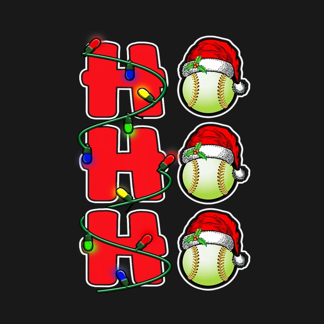 Ho Ho Ho Santa Hat Softball Ball Christmas Funny Men Women by omorihisoka