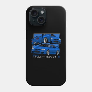 Nissan Skyline r34 GTR Blue, JDM Car Phone Case