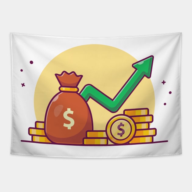 Sack and stack of coin with graph Tapestry by Catalyst Labs