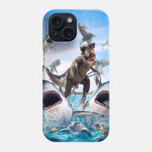 Dinosaur Riding Sharks Phone Case