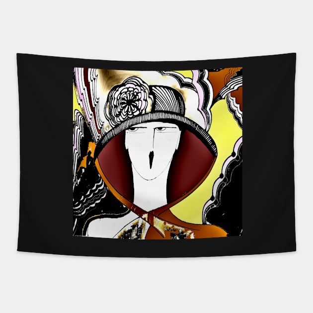 ART DECO SUMMER HAT Tapestry by jacquline8689