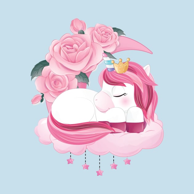 Beautiful sleeping unicorn hand drawn by ghazistore