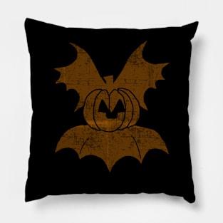 Halloween Pumpkin Bat Symbol in a Distressed Look Pillow