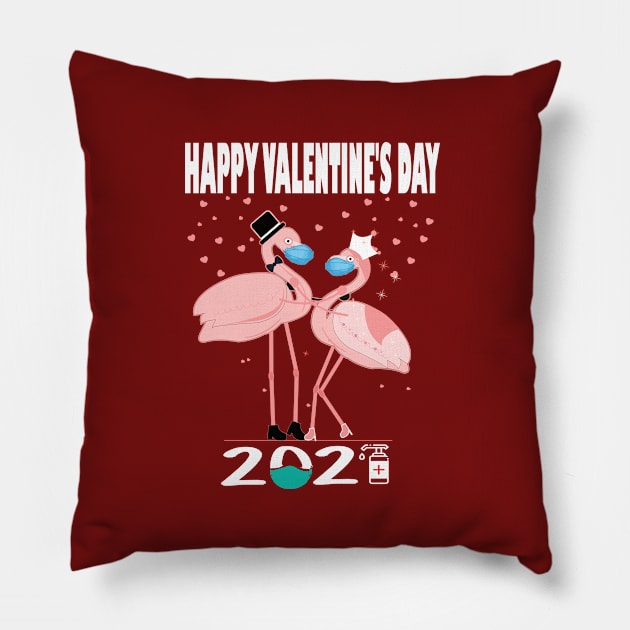 Happy valentine's day 2021 Quarantined valentine flamingo lovers Pillow by DODG99