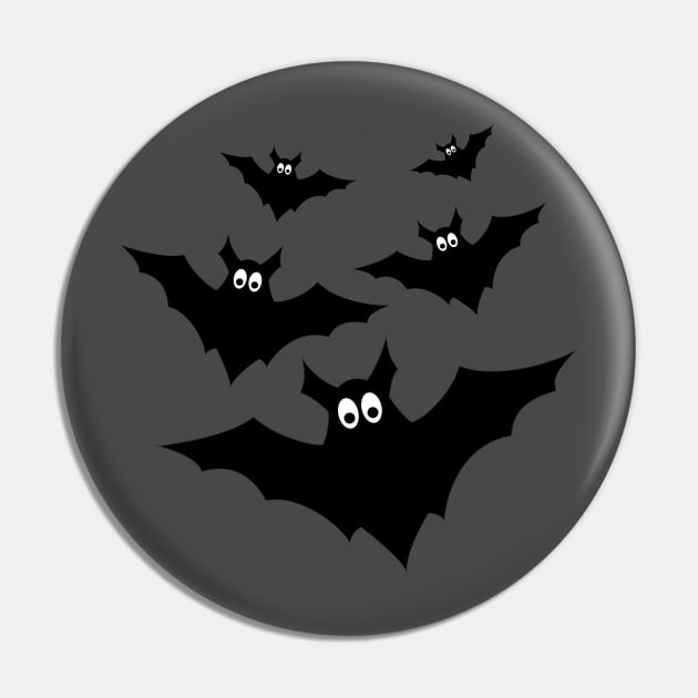 Cool cute black flying bats Halloween Pin by PLdesign