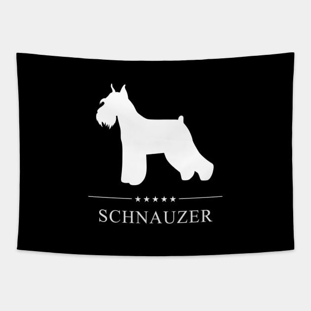 Schnauzer Dog White Silhouette Tapestry by millersye